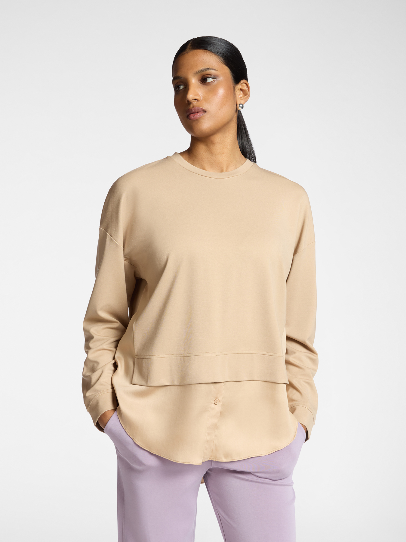 Свитшот из миланского трикотажа бежевый