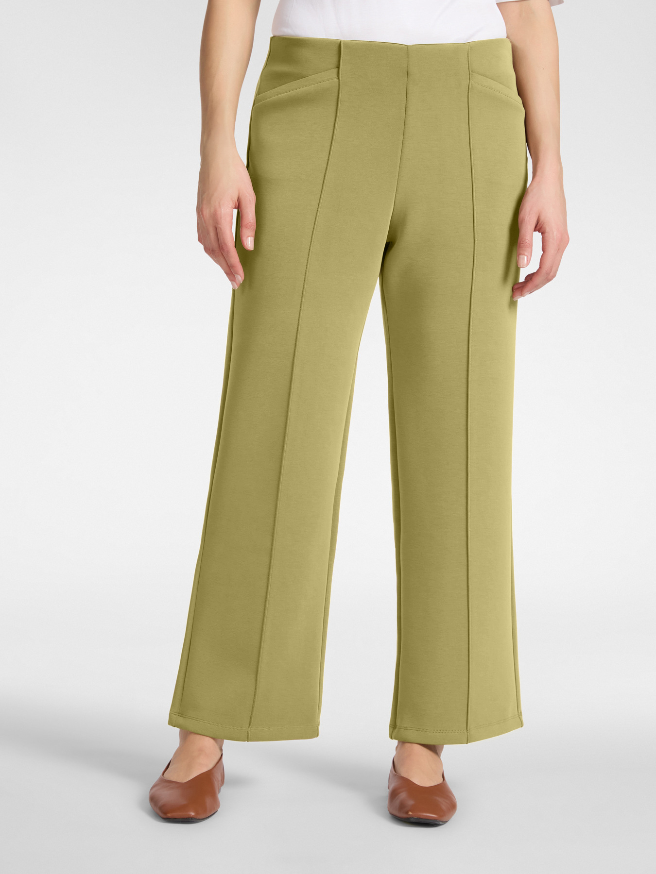 Укороченные брюки из скубы зеленые