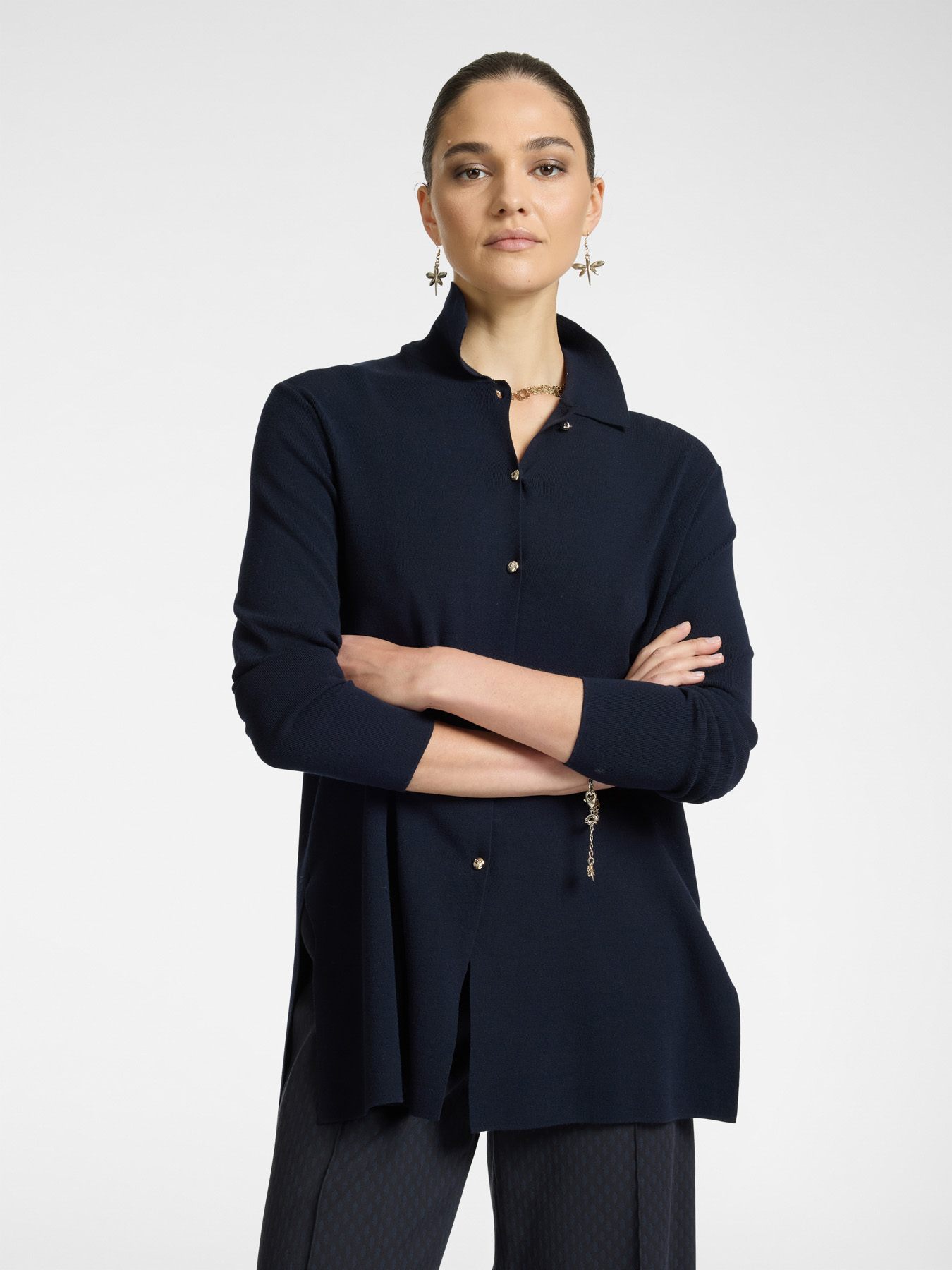 Кардиган из вискозы темно-синий