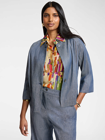 Жакет из смесовой вискозы и льна